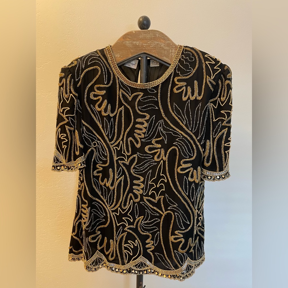 Beaded silk top